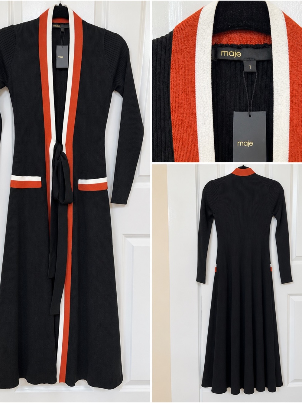 Maje knitted wrap dress cardigan NWT size 1